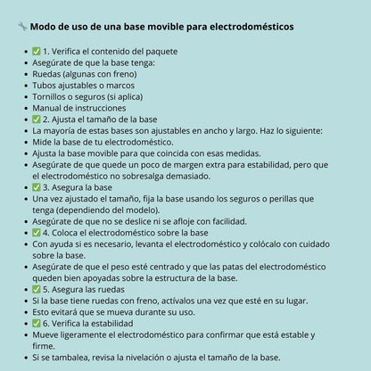 BASE MOVIBLE DE ELECTRODOMESTICOS